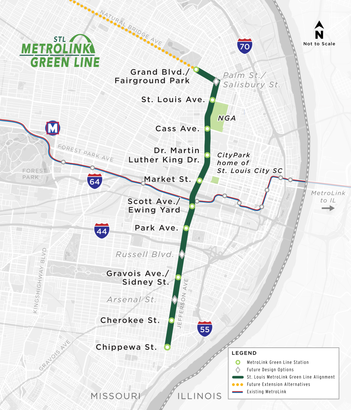 STL MetroLink Green Line Map