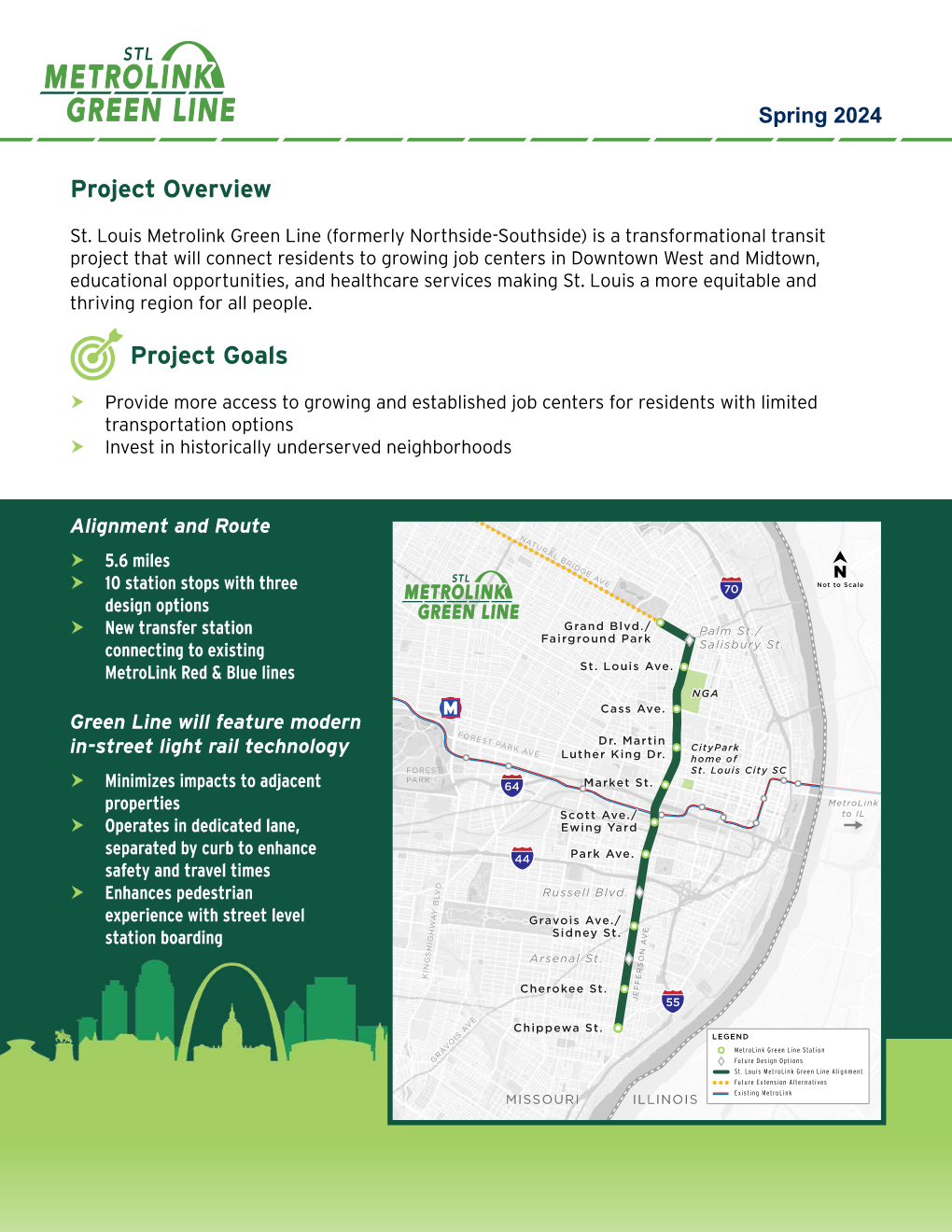 SLT MetroLink Green Line  Fact Sheet Page 1