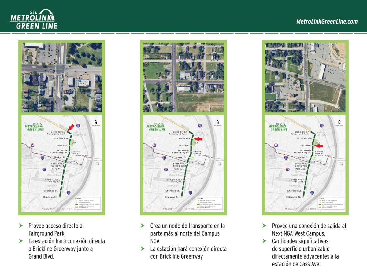 Tres mapas que muestran Fairground Park y el campus de NGA